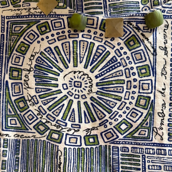 Hearts of Palm Blue and Green Embellished Geometric Long Sleeve Top - Picture 4 of 5